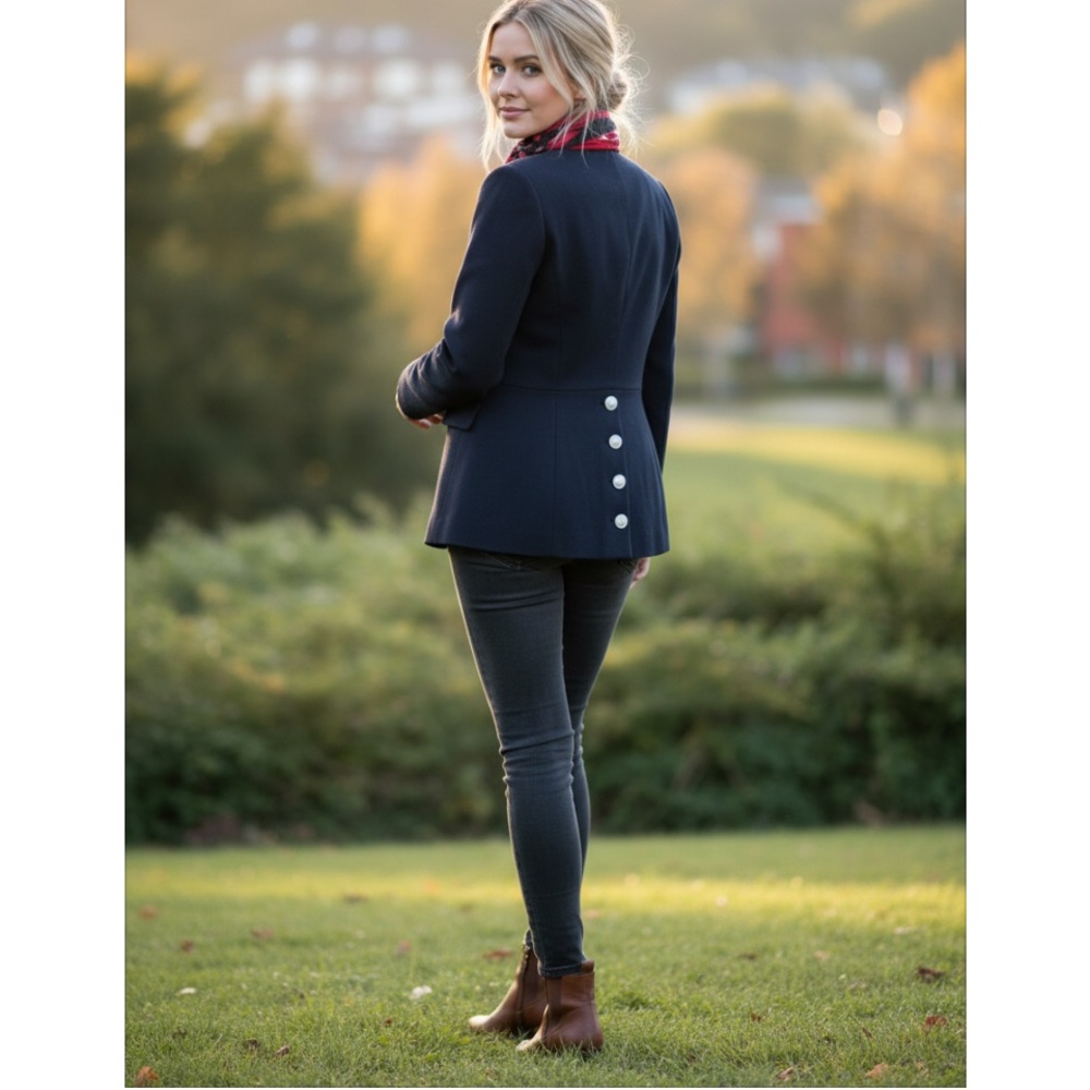 Women’s Navy Corduroy Blazer Silver Button Detail